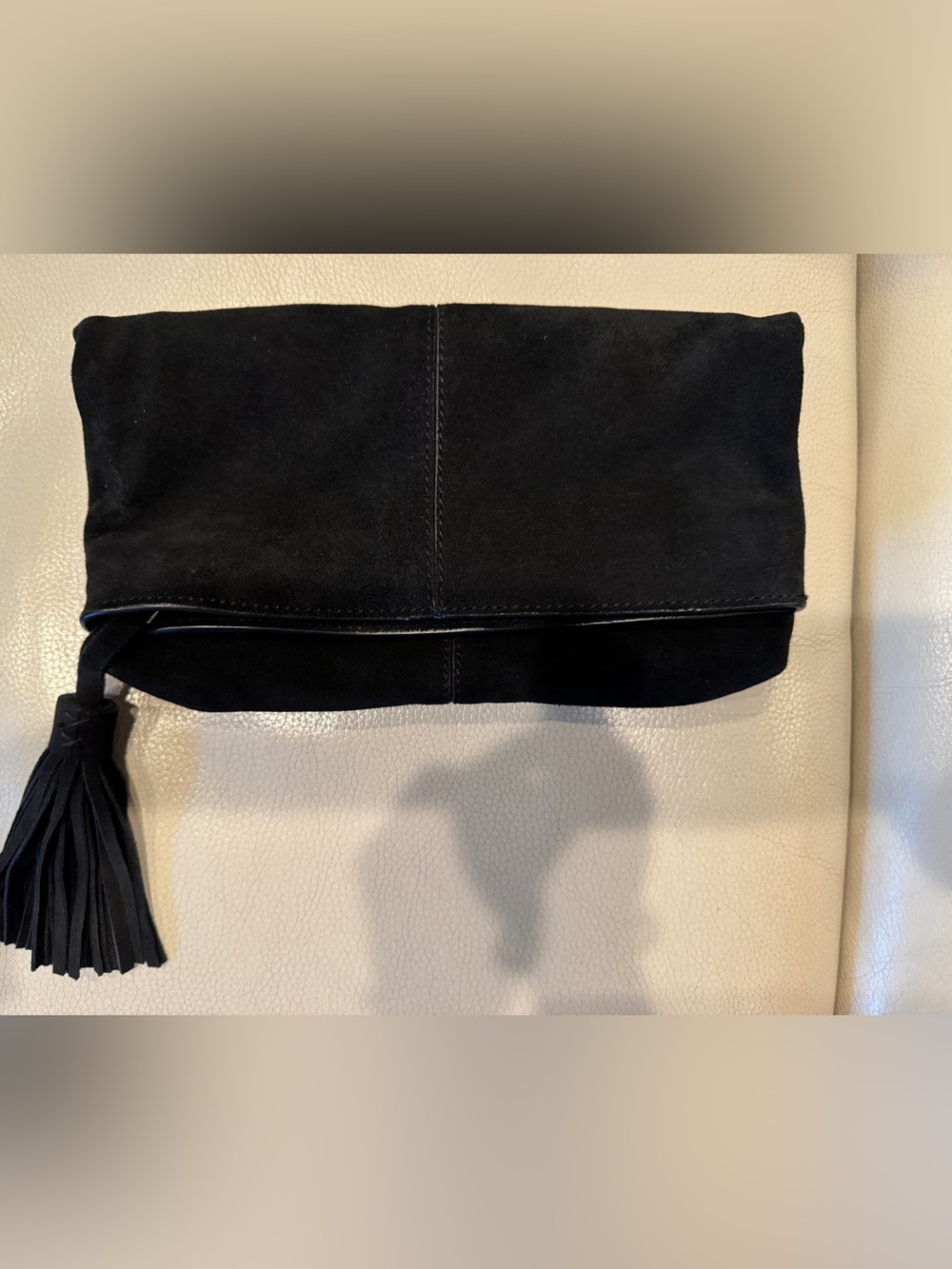 Classic Black Women’s genuine Suede Fold-Over Clutch